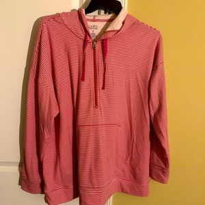 2X pink stripe, light weight hoodie. Worn once